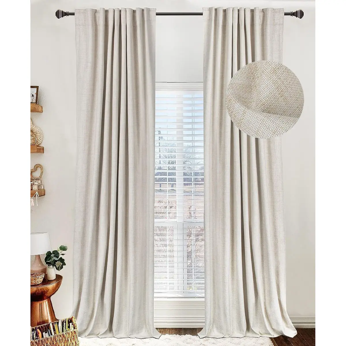 Back to School 2pcs Linen Blackout Curtains for Dorm, Living Room & Bedroom 2 Panels Set Back Tab/Rod Pocket Luxury Darkening Curtains for Windows Apartment Home Decor - Interior Decoration Accessories,dorm essentials,home essentials