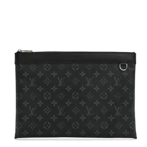 Pre-owned Louis Vuitton leather Clutches & Wristlets Monogram Eclipse Discovery Pochette GM