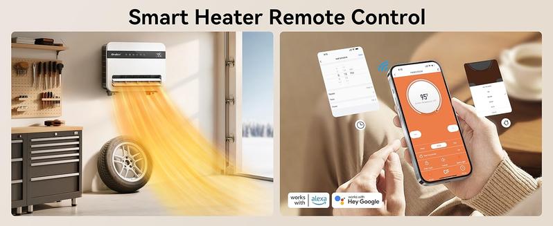 Givebest Wall Heater for Indoor Use, 1500W Electric Space Heater, 120°Vertical Oscillation,Compatible with Alexa, Adjustable Thermostat, Remote Control, 24H Timer, Easy-mounted Heater for Indoor Use