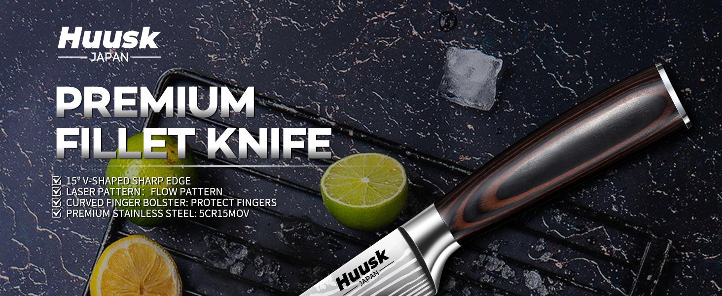 Huusk knives Filet Knife for Fish - 7 Inch Fish Fillet Knife with Wood Handle, Flexible Boning Knives for Meat Cutting, Professional Japanese Fishing Knives for Meat Poultry Cutting Huusk knives Filet Knife for Fish - 7 Inch Fish Fillet Knife with Wood Handle, Flexible Boning Knives for Meat Cutting, Professional Japanese Fishing Knives for Meat Poultry Cutting