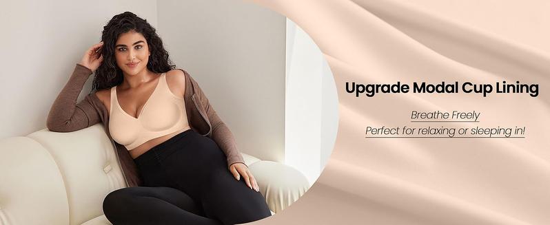 OEAK Women's Jelly Seamless Bras Deep V Wireless Plus Size Full Coverage Comfort Bras No Underwire Bra Soft Breathable Sleep Bralettes OEAK Women's Jelly Seamless Bras Deep V Wireless Plus Size Full Coverage Comfort Bras No Underwire Bra Soft Breathable Sleep Bralettes