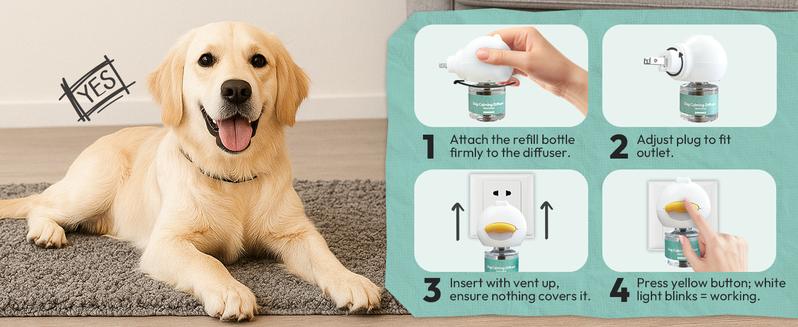 Dog Calming Diffuser Plug-In – Natural Pheromone Stress Relief for Dogs, Reduces Barking, Peeing & Anxiety (1–3 Pack)