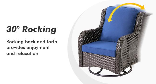 Ovios Patio Furniture Set 3-Piece with Swivel Chair & Side Table, High Back Design, Wicker & Cushion Combo, Easy Assembly, 250 LBS Weight Capacity