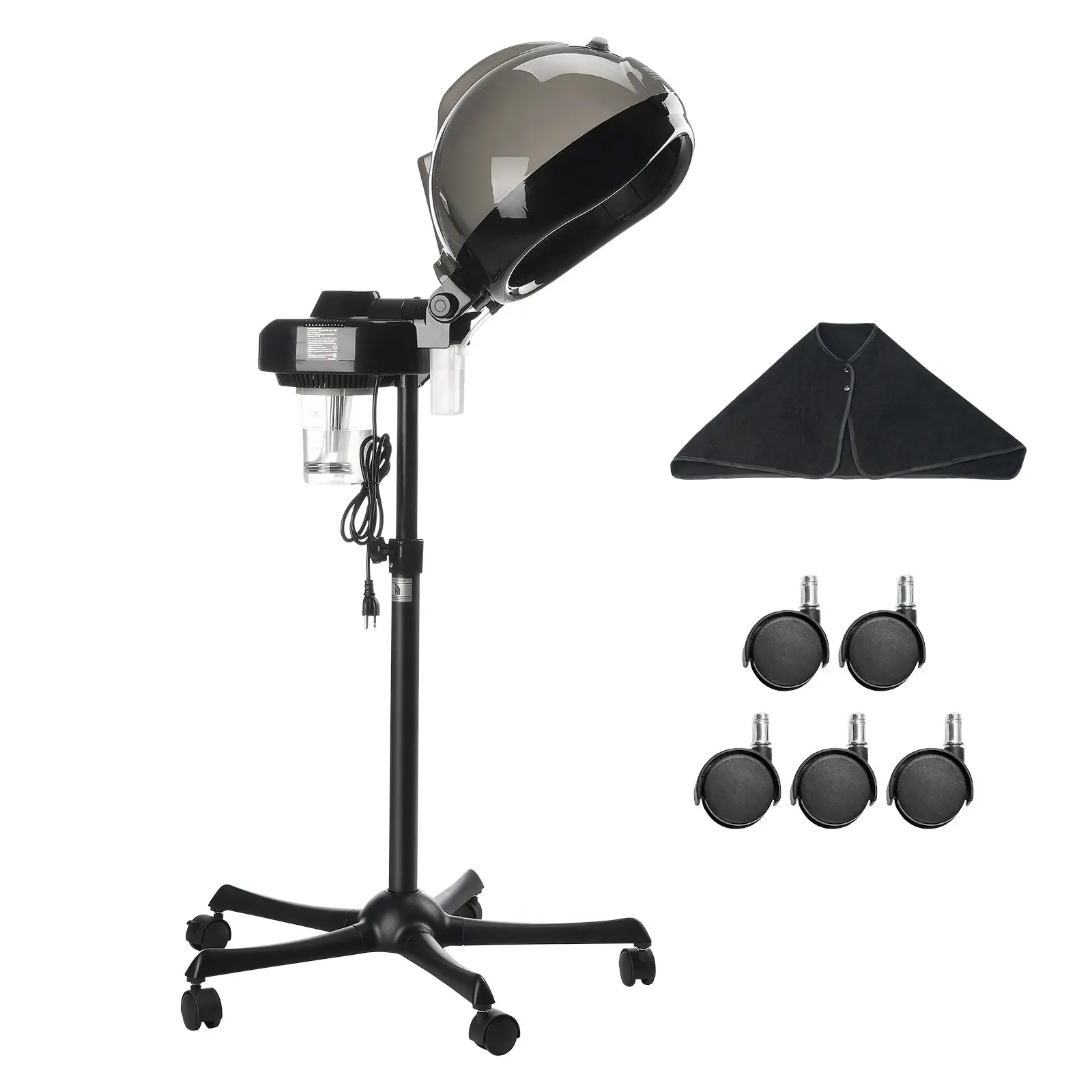 【Summerfinds】VEVOR  Professional Hair Steamer for Deep Conditioning, 11.81-inch Hooded Ionic Hair Steamer with 2 Modes, Height-Adjustable Standing Hair Steamer with Timer, 5 Wheels (2 Lockable) for Salon Home Spa Hair Dryer Kit Blow Dryer