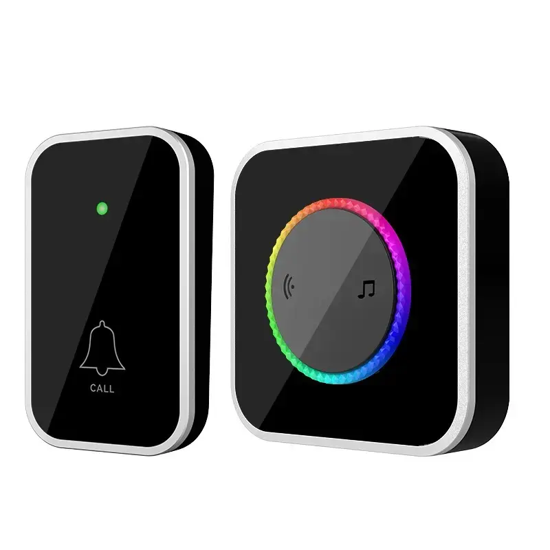 Black Smart Wireless Doorbell Kit with LED Flashing Light, Waterproof Door Chime Receiver, 1000ft Range, Adjustable Volume, 45 Melodies, Easy Setup for Home Security, Front Doors, Apartments, Classrooms, General Use, Door Sensor