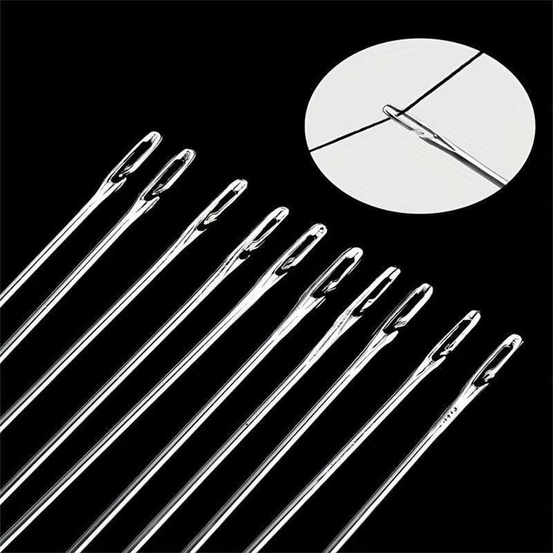 Self-threading Needle Set, 30pcs/set Multi-purpose Household Hand Sewing Needle with Wooden Needle Case, Sewing Supplies for Home & Cloth Shop Use
