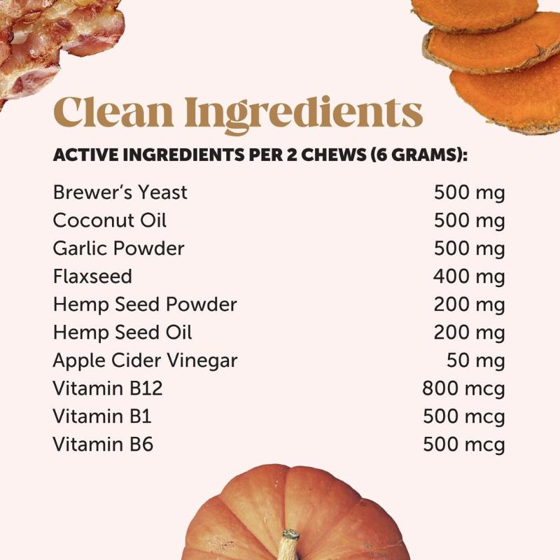 Pet Honesty Flea and Ticks Prevention, Chewable Dog Treats Supplement with Coconut Oil for Skin, Coat & Immune Health Support - Hickory Bacon 90 Chews