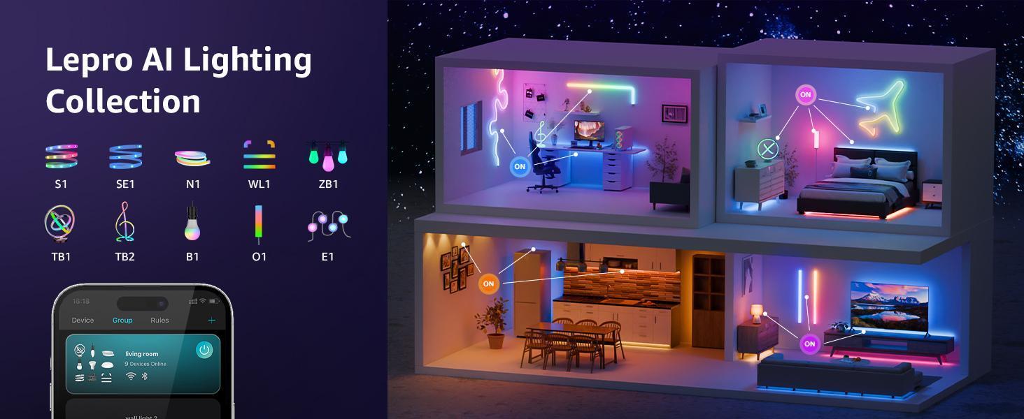 Lepro RGBIC AI Smart Table Lamp, Music Sync Smart Table Lamp Work with Alexa Google, LED Desk Lamp with 16M Colors, Color Changing Atmosphere Lamp for Bedroom Living Room Dimmable Night Light APP Control No Remote, 2.4 GHz Lepro RGBIC AI Smart Table Lamp, Music Sync Smart Table Lamp Work with Alexa Google, LED Desk Lamp with 16M Colors, Color Changing Atmosphere Lamp for Bedroom Living Room Dimmable Night Light APP Control No Remote, 2.4 GHz