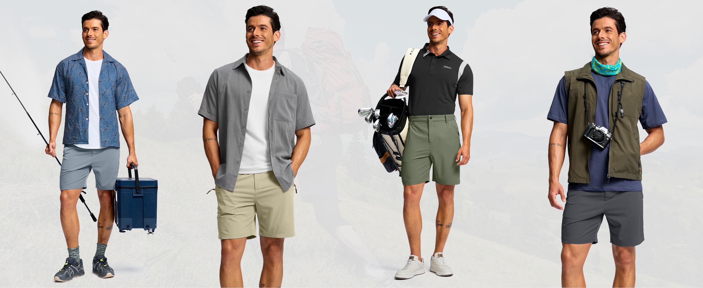 G Gradual Men's Hiking Shorts 7"/9"  Lightewight Casual Shorts for Men Quick Dry Stretch Golf Shorts with 3 Zipper Pockets Summer