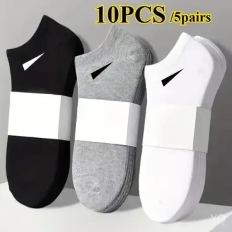 10pcs/5 Pairs Women's Casual Socks, Breathable Comfortable Low-Top Ankle Socks, All-Season Ladies Socks, Simple Minimalist Design, Athletic Activewear, Workout Socks, Sportswear