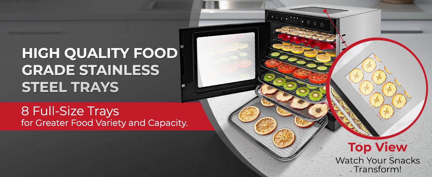 Rosewill Food Dehydrator Machine, 8 Stackable Trays with Adjustable 48H Timer and Temperature Control Up to 195F - Electric Food Preserver for Fruits, Veggies, Meats & Dog Treats