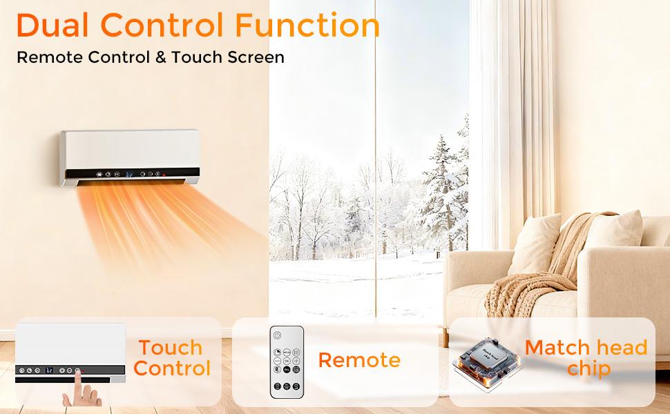 R.W.FLAME Wall Heater for Bathroom, 1500W Wall Mount Electric Heater with Remote Control, 24-Hour Timer, Weekly Timers, Easy to Mount for Bedroom, Office, And Home