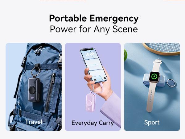 INIU P81 SnapGo Mini 5000mAh Power Bank with Built-in USB C Cable & Keychain for Apple Watch Ultra SE 2/3 Series iPhone Air 8 ~ 17 Airpods Series 20W Fast Charging Lightweight LED Display Portable Charger EDC Travel Battery Pack Phone Charger Perfect Gift