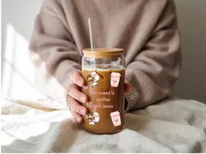 All I Need Is Coffee and Jesus Glass Cup | Christian Iced Coffee Tumbler | Faith Cup | Religious Gift for Her