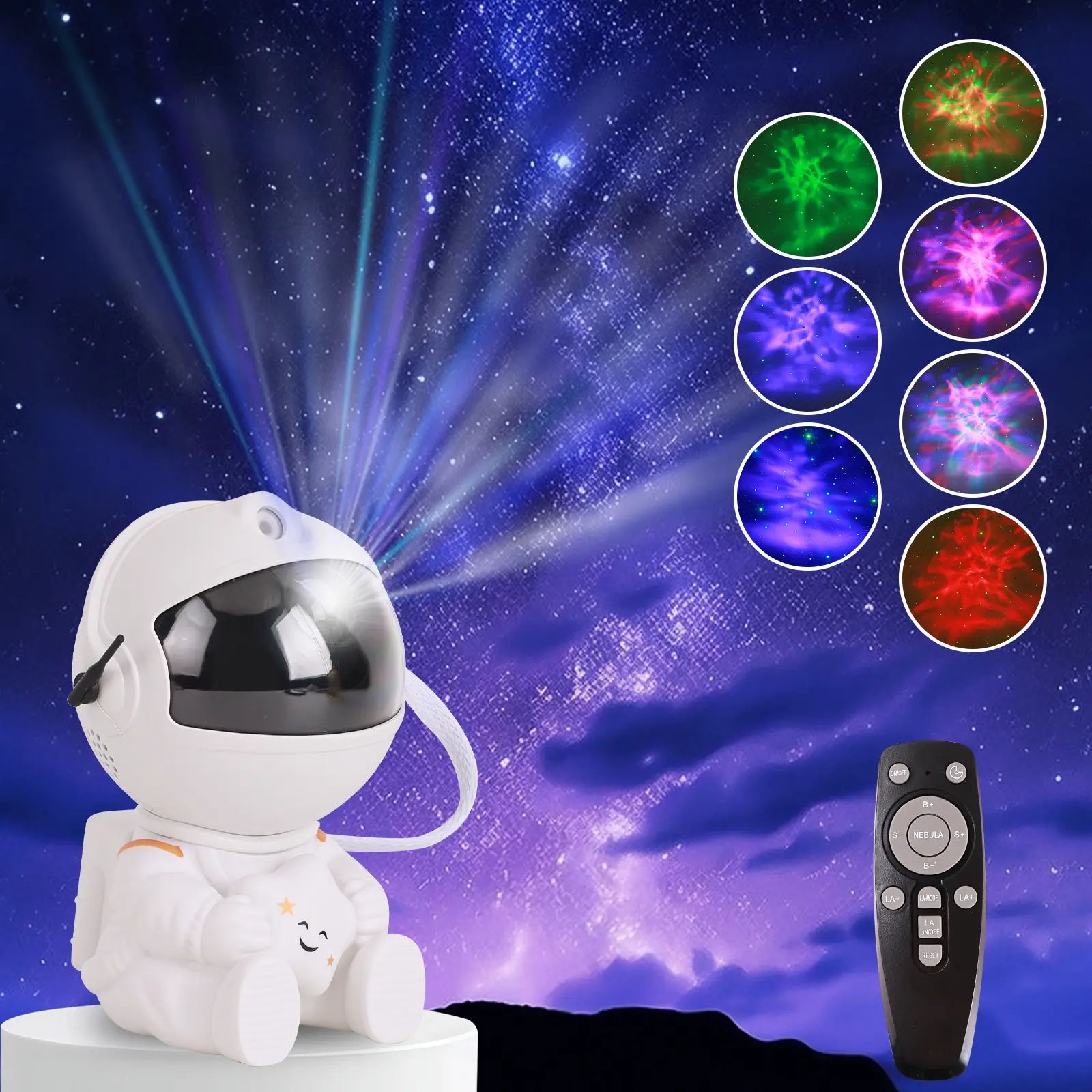 AMYTHYLLA Astronaut Projector LED Night Lights for Bedroom Cozy Corner, Mini Table Galaxy Projector Lamp with Nebula Effects, Starry Star Projector LED Light with Remote Controller for Living Room Decor, Summer Gift, Bedroom Decor, Indoor Cozy Lighting4 L