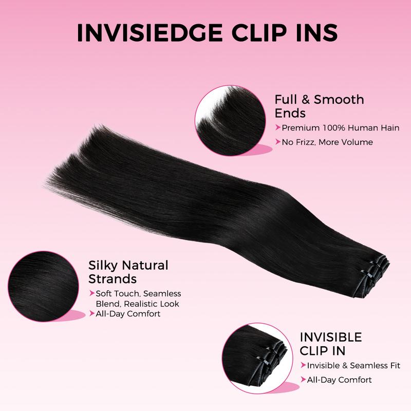 LASHEY 100% Virgin Human Hair Extensions | Seamless & Invisible Edge Clip-In | 14-24 Inch | Silky Straight, Body Wave, Kinky Straight, Kinky Curly  [valentines gifts]