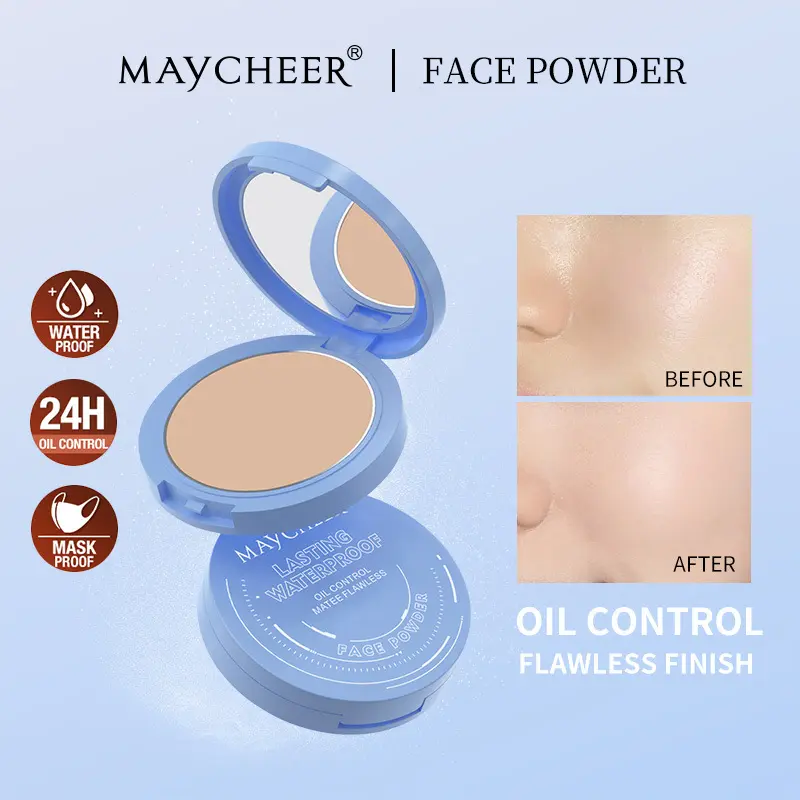 MAYCHEER Blurring Pressed Powder - 24H Oil Control & Waterproof Setting Powder with Matte Finish for All Skin Types, Blurring Powder