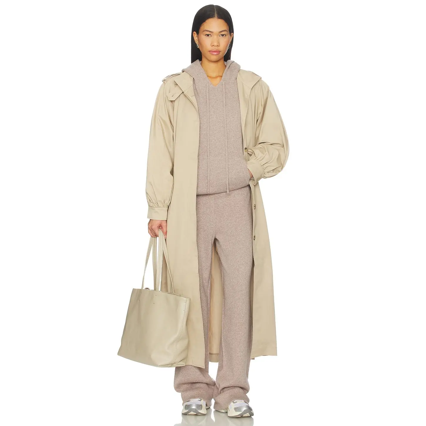 Bardot Isler Longline Trench Coat in Latte
