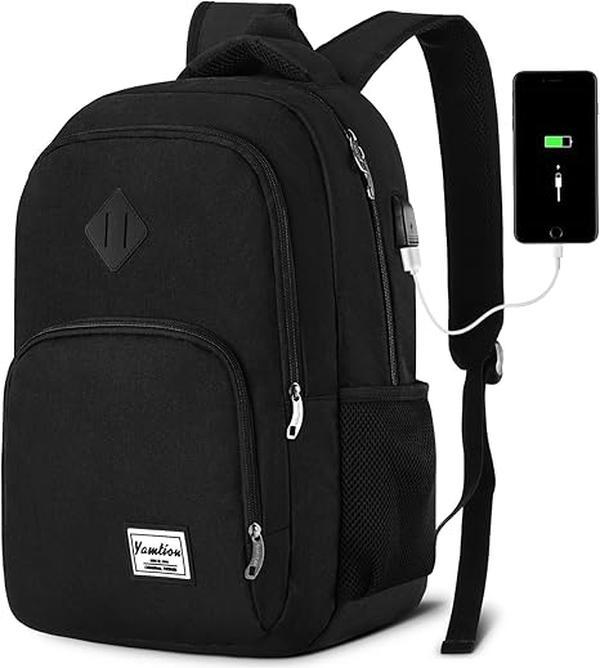 YAMTION Backpack for Men and Women,School Backpack for Teenager,15.6 inch Laptop Bookbag with USB Charging port for Business Work College Travel Trip