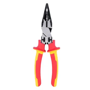 8-inch 1000V insulated multifunctional long-nose pliers that can strip wires, cut, and crimp; professional electrician tools for home circuit repair; forged from high-strength materials for premium quality.