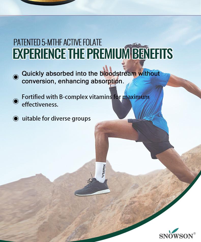 SNOWSON 6S-5-MTHF- Methylfolate (Active B9 Folate) Supplement - Supports Mood, Methylation, Cognition,CardiovascularHealth, Nerve Health,Energy Metabolism,gut health- 60 Tablets 484ug folate.