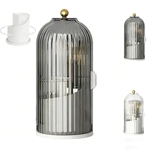 360° Rotating Dustproof Toothbrush Holder, Transparent Bathroom Organizer with Dust Cover, Multifunctional Makeup Brush Storage for Vanity