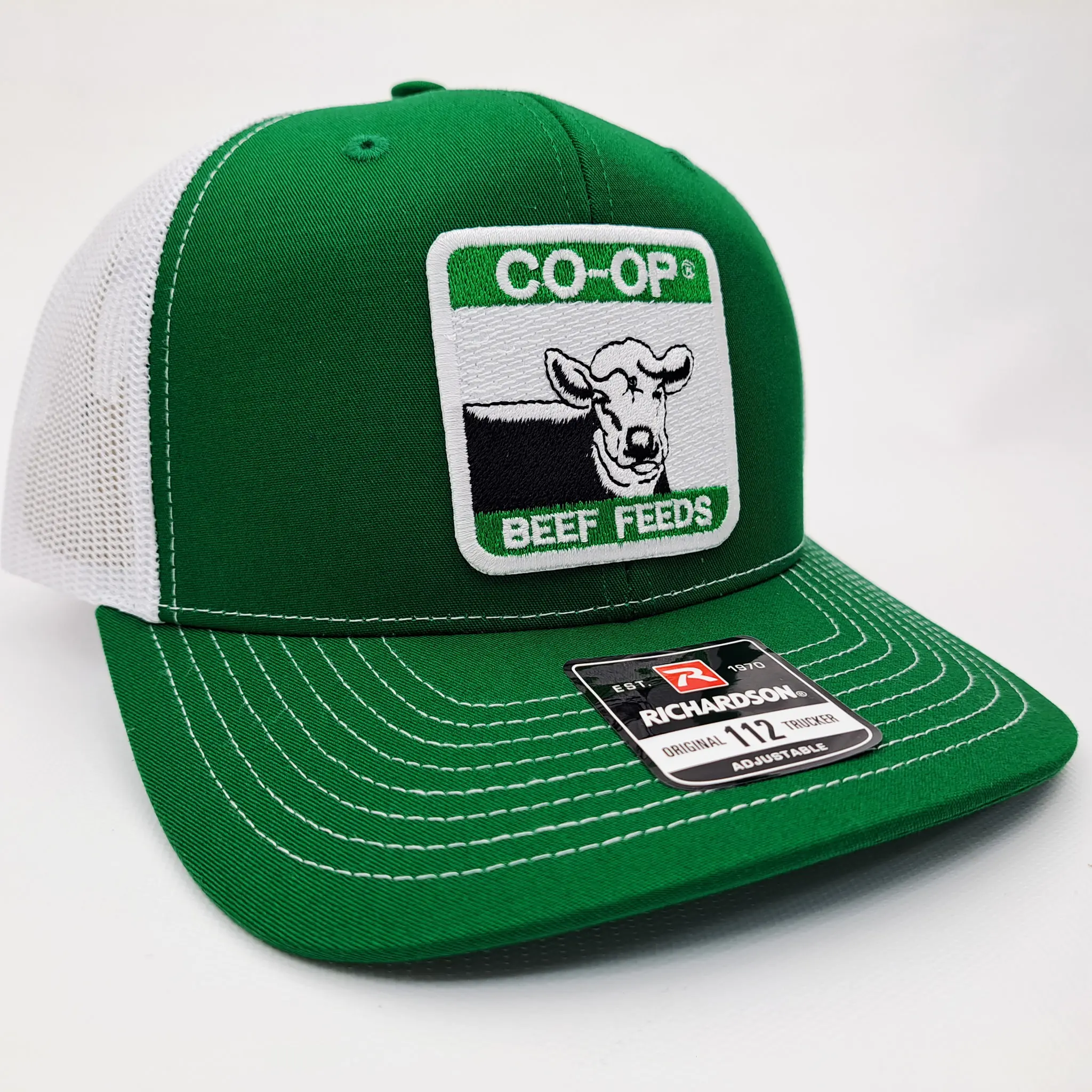Richardson 112 CO-OP Beef Feeds Green and White Hat, Women's Fashion Accessory Hats, Hats For Women