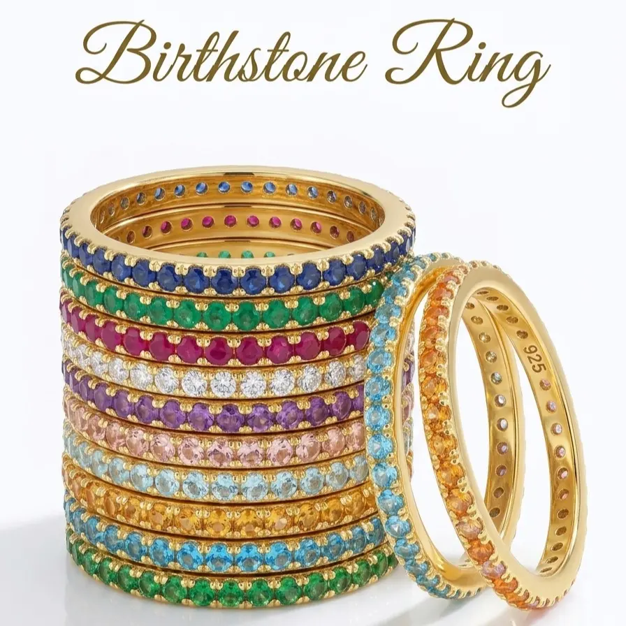 [ Birthstone Rings ]Birthstone Stacking Ring, Personalized Eternity Ring for Mom Girlfriend , Custom Stackable Birthstone Ring, Christmas Gift for Her, Mother's Day Gift ,Valentine's Day gifts, birthday gifts