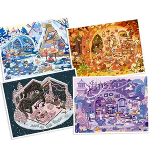 3D Four Seasons & Christmas Scene Sticker Kit, Kawaii Festive Aesthetic Stickers for Journaling Scrapbook Planner Holiday DIY Craft Decor gift