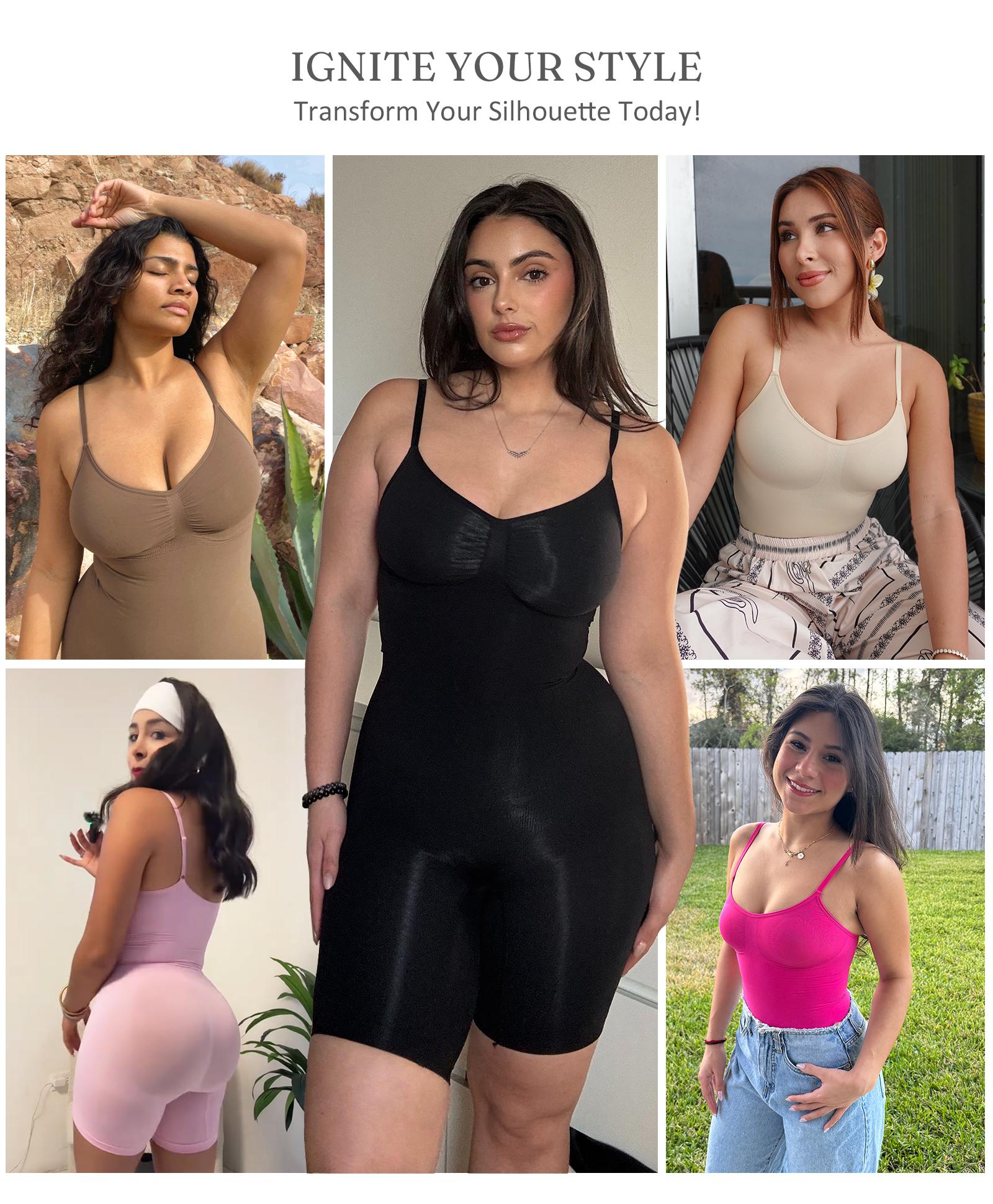 FeelinGirl Shapewear for Women Butt Lifter Bodysuit  Tummy Control Shapewear Seamless Womenswear Comfort Spaghetti Strap Hip Underwear Basic Minimalist Springtok SpringStatements