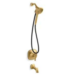 KOHLER Rill Vibrant Brushed Moderne Brass 1-handle Handheld 4.59-in Round Bathtub and shower Faucet ( Valve Included ) (new)