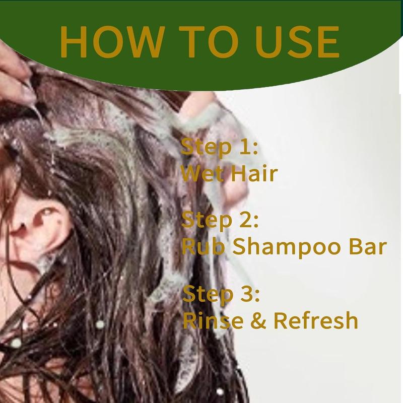 Herbal Hair Growth Shampoo Bar – Sulfate-Free, Biotin-Infused with Usma Grass, He Shou Wu, Ginseng & Tea Tree Oil for Thinning Hair & Hair Loss Prevention – 80g