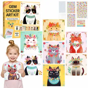 Gemstone Art Sticker Set Crafts for children ages 4-12 8 cat-themed diamond painting kits Gemstone sticker crafts Christmas and birthday gifts Perfect for girls ages 4, 5, 6, 7, and 8 outdoorfun