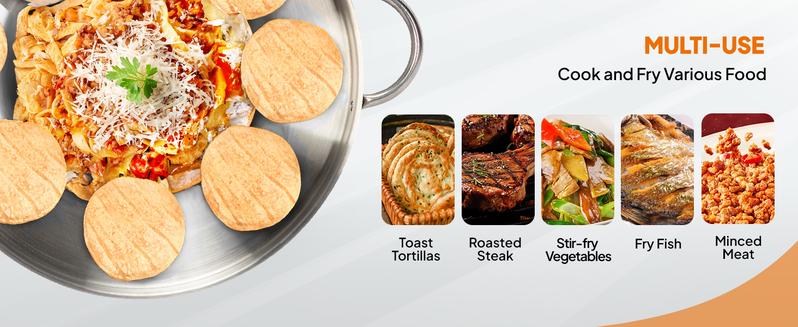 ROVSUN 23" Concave Comal Set with 80,000BTU Propane Stove, Stainless Steel Discada Disc Cooker with Burner Stand for Backyard & Outdoor Cooking, Taco Para Cocinar Carnitas Tortillas Stir Fry Wok