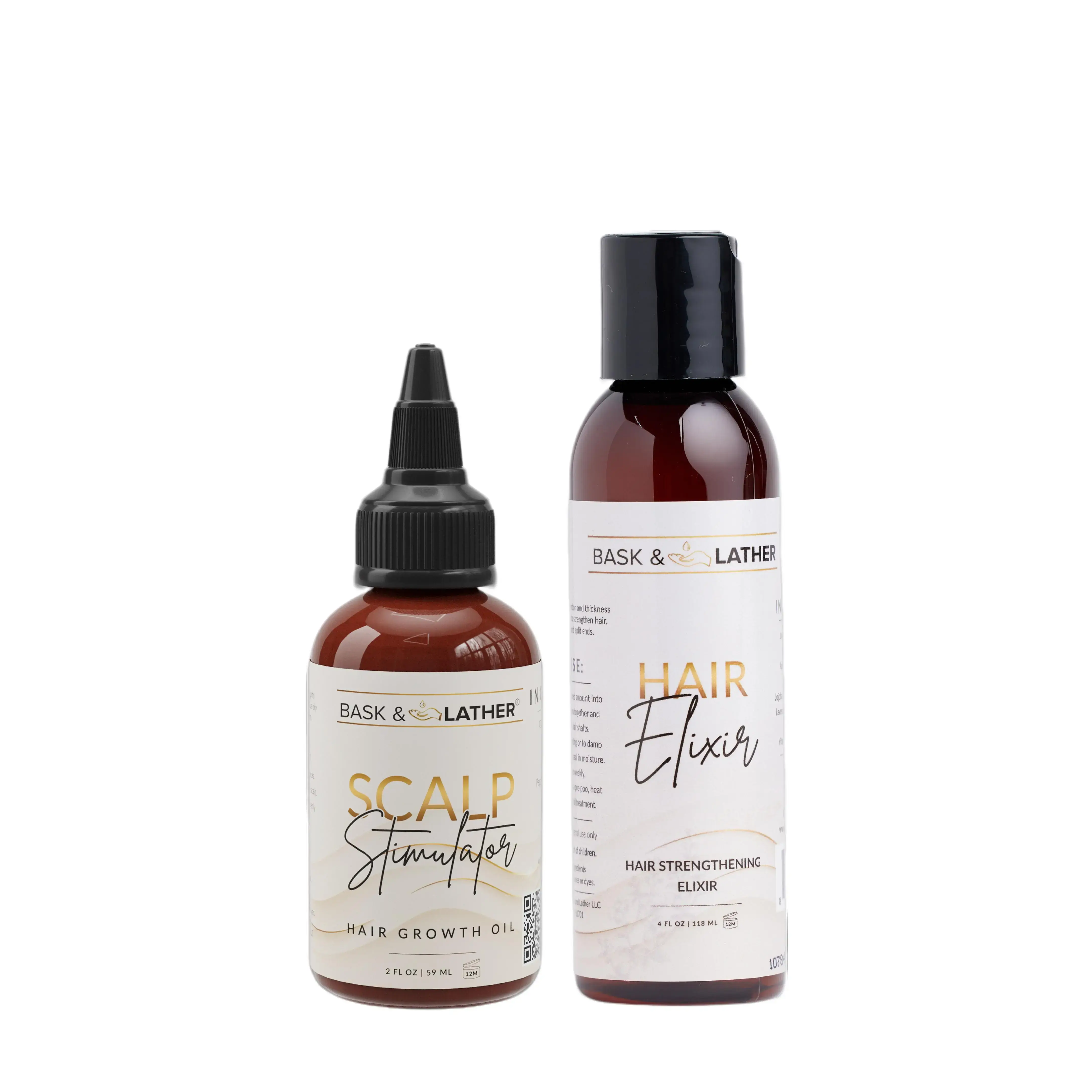 Scalp Stimulator & Hair Elixir Bundle: Growth & Length Retention with Castor Oil, Peppermint, and Rosemary - Natural Heat Protectant Treatment Haircare Luxurious Haircare Strengthen Hair Thickening Boost