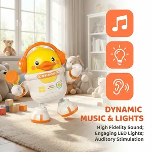 Astronaut Dancing Duck Toy with Music & LED Lights, Electric Walking Dancing Toy for Toddlers 1–5, Interactive Musical Gift