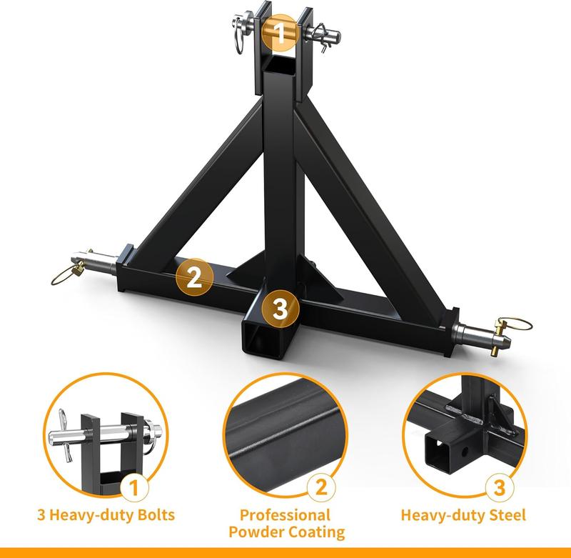 YITAMOTOR 3 Point 2" Receiver Trailer Hitch Heavy Duty Drawbar Adapter Category 1 Tractor Tow Compatible for Kubota, BX, LM25H, WLM Tractor, NorTrac, Yanmar, Kioti, Cat, John Deere