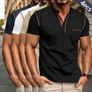 Clean Gent 4/3/2/1-Pack Men’s Short-Sleeve Polo Shirt, Regular Fit Casual Fashion Comfortable Turn-Down Collar Top, Suitable for Summer Wear, Everyday Men’s Clothing