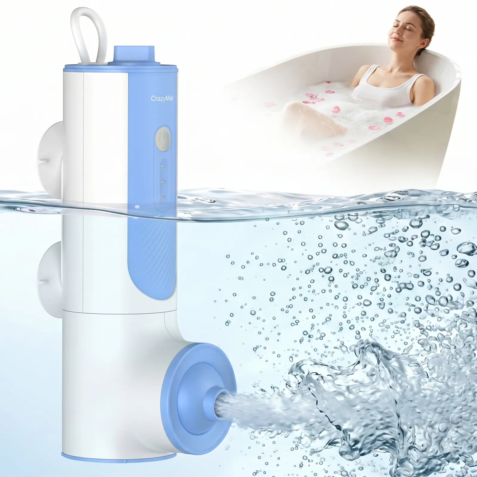 Bath Jet Spa, Bath Jet/Bubble Mode, Cordless Portable Bathtub Accessories with 3-Level Adjustable Speed, Bathtub Jets for Home Spa, Relaxing, Bath Spa for Gifts for Women - Back To School