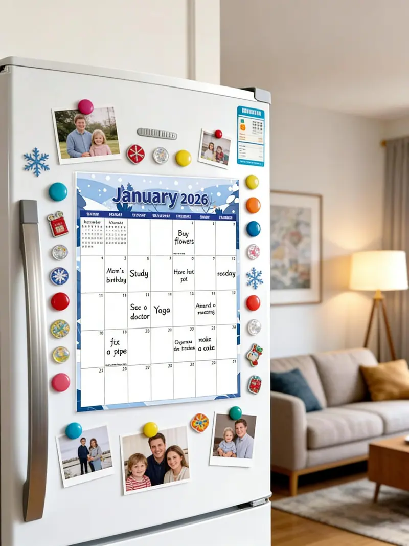 Upgrade Your Fridge Decor 2026 Magnetic Calendar - 12 Theme Pack, Large 14.5x11.5 Inch, Premium Matte Art Paper, Easy-Swap Monthly Art for a Clutter-Free Kitchen