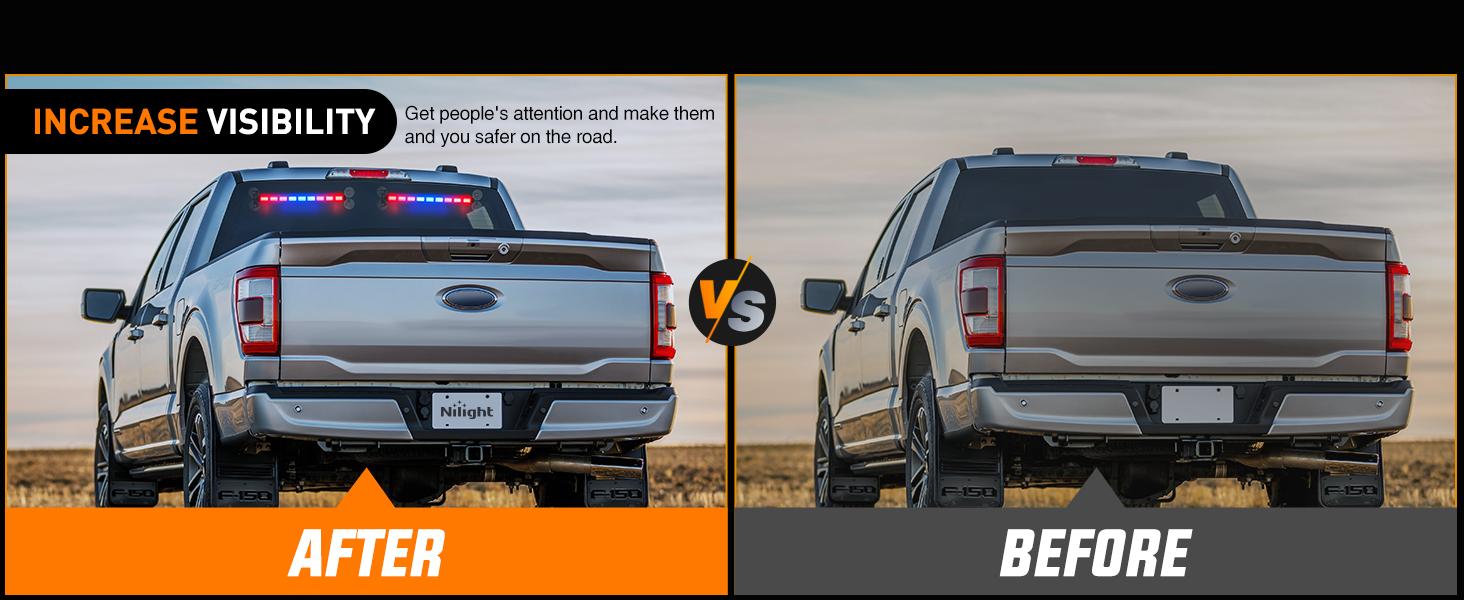 Nilight 162 LED Traffic Advisor Strobe Light Bar 2-in-1 Red Blue  Warning Hazard Lights with Controller 4 Switchable Color 36 Flash Pattern for Trucks Cars Tow Plow Construction Vehicles