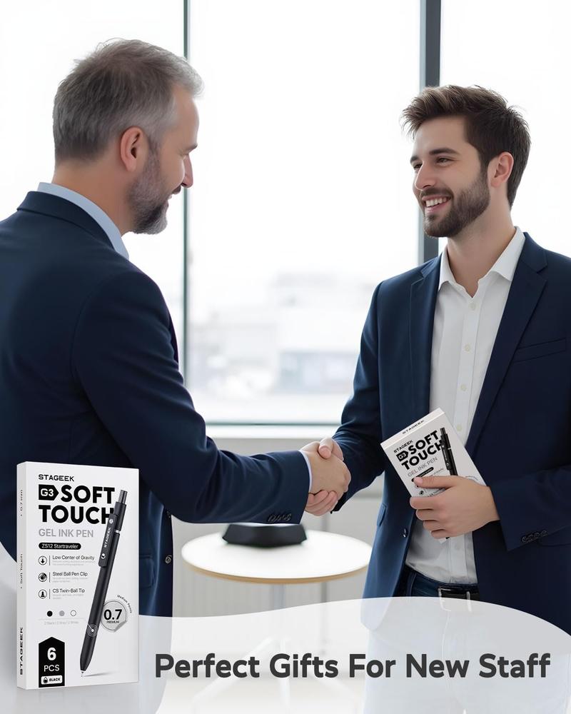 Black Gel Pens, 6Pcs 0.7mm Quick Dry Black Ink Pens with 3 Extra Refills, Fine Point Smooth Writing Pens for Journaling, Office, Note Taking, School Supplies, Nurse Aesthetic(Black Gray White&Gradient)