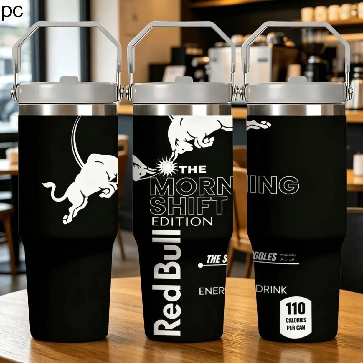 1pc 30oz Stainless Steel Insulated Mug, Coffee Thermal Cup, Insulated Drinkware, Bull The Shift Series, available in black and white, with handle and straw, suitable for outdoor, indoor use, a great birthday/holiday gift, large capacity water bottle