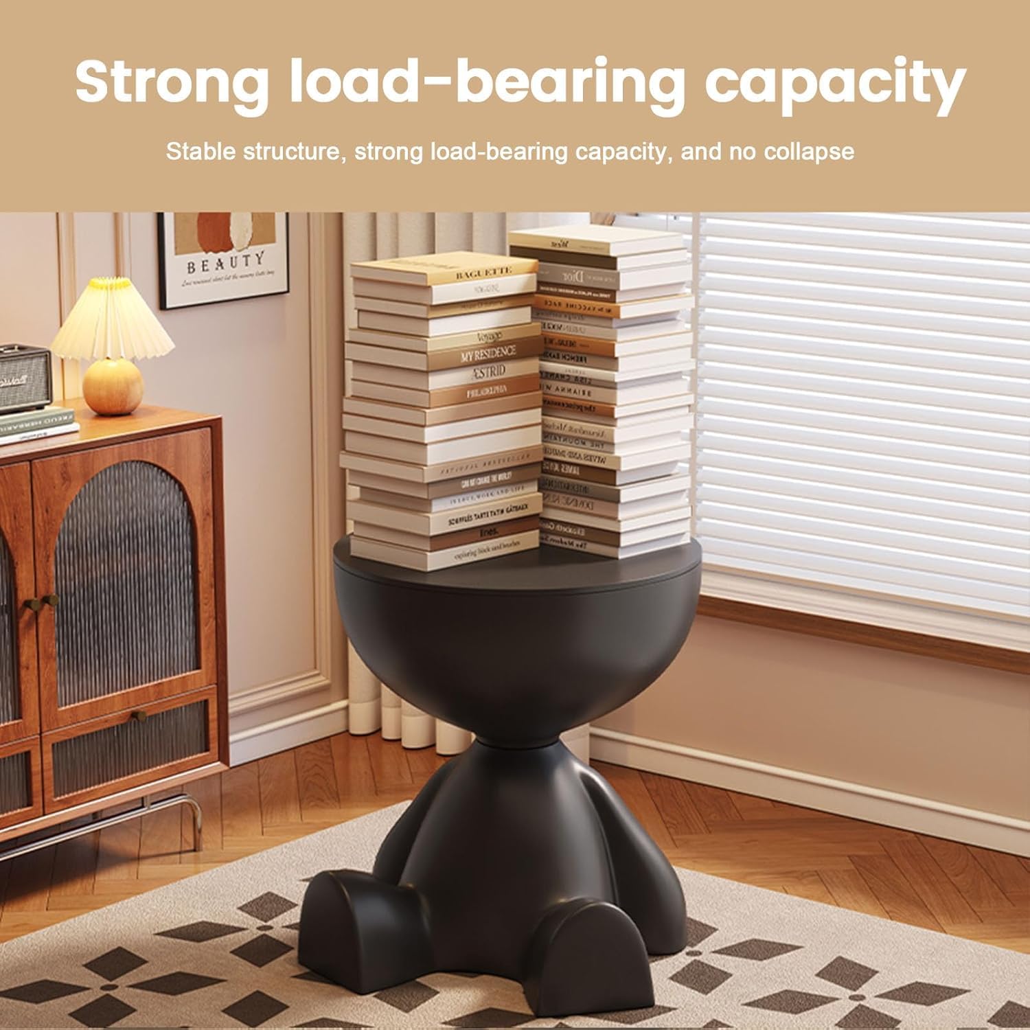 Round Circle Side Table, Small Coffee Table for Living Room, Modern End Table Waterproof & Durable, Versatile Accent Table for Bedroom Bedside, Black