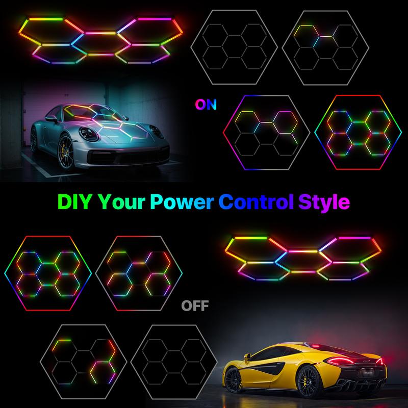 HYPERLITE RGB Hexagon Light Smart Modular Honeycomb Light App & Remote Control LED light Music Sync DIY Colors Ceiling light Gaming Room Party Office Garage Light LED Wall Decor light,Jumpstart newyear