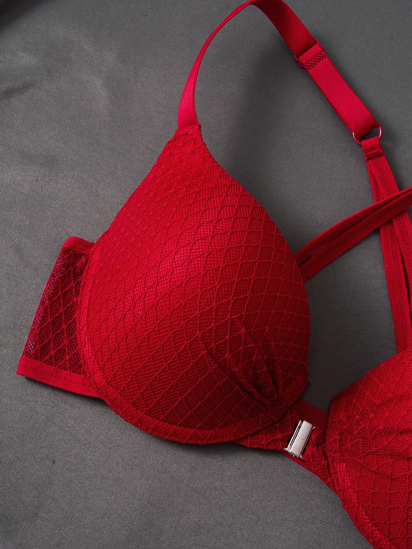 3pcs Front Closure Push-Up Bra with Lace Detail forWomen Fit Elegant Everyday Wear Basic Fashion StyleWomenswear Elegance Vneck Minimalist