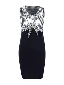 2026 New Nursing & Maternity A-Line Dress - Sleeveless Striped Color-Block Pregnancy Dress, Round Neck Knee-Length Breastfeeding Fashion for Spring/Summer