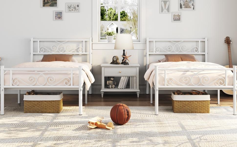 【Metal scroll design】Yaheetech Bed Frames Metal Platform Bed with Headboard and Footboard No Box Spring Needed Easy Assembly,Under-Bed Space 【Metal scroll design】Yaheetech Bed Frames Metal Platform Bed with Headboard and Footboard No Box Spring Needed Easy Assembly,Under-Bed Space