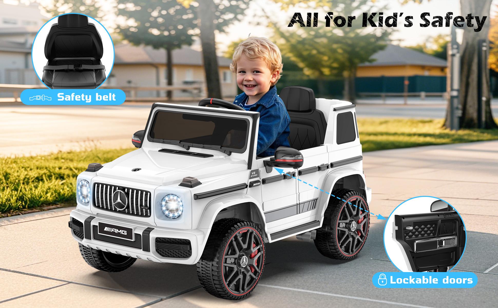 ANPABO Officially Licensed Mercedes-Benz G63 Electric Ride-On Car for Kids with Parent Remote Control LED Headlights Music Player & Horn Soft Start Low Battery Prompt Safe & Fun Kids' Electric Vehicle - Truck