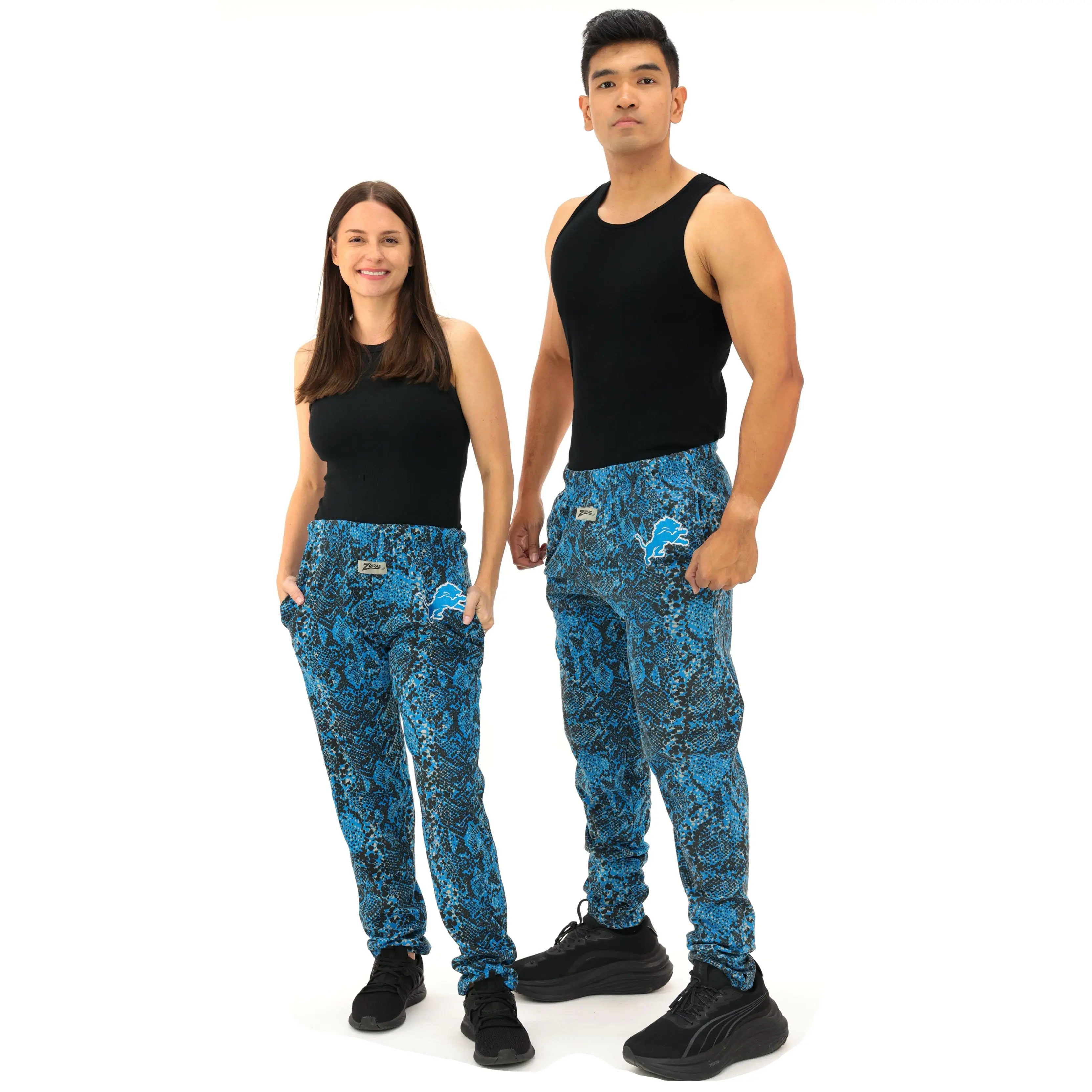Zubaz NFL Adult Unisex Z88 Embroidered Post Pattern Pant, Detroit Lions, X-Small